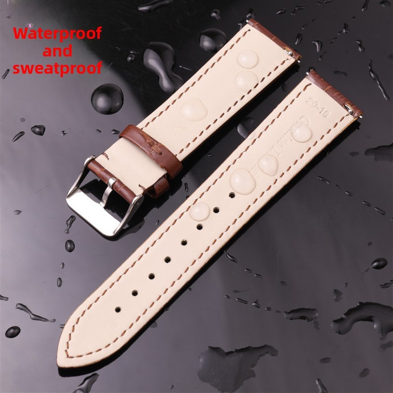 Quick Release Double-sided Genuine Leather Watch Strap Pin Buckle Band 18mm-24mm