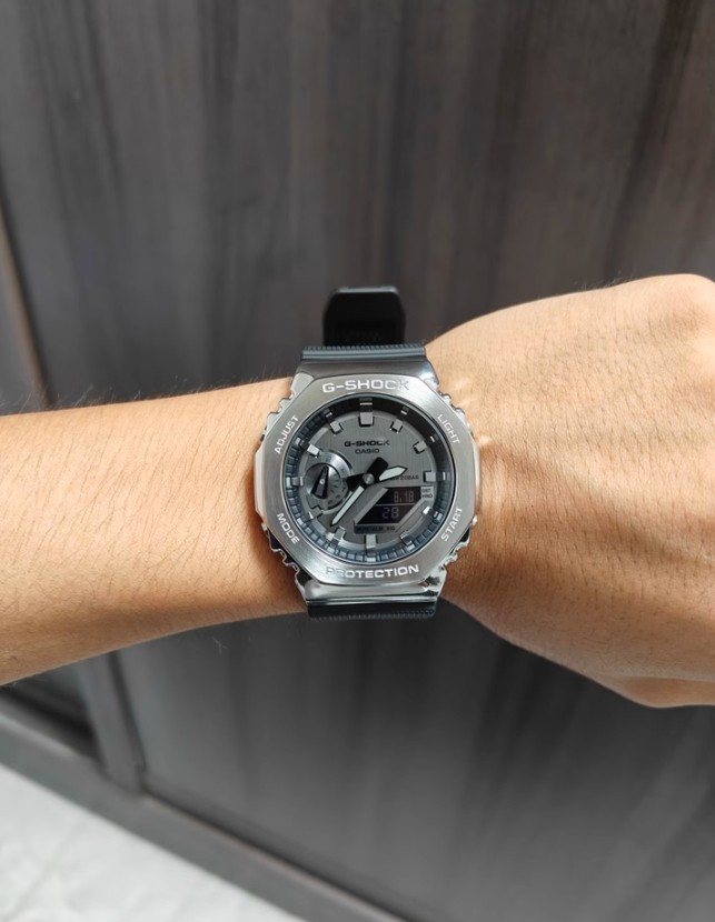 G-Shock GA2100 Silver Case Black Dial Sports Wrist Watch With Box