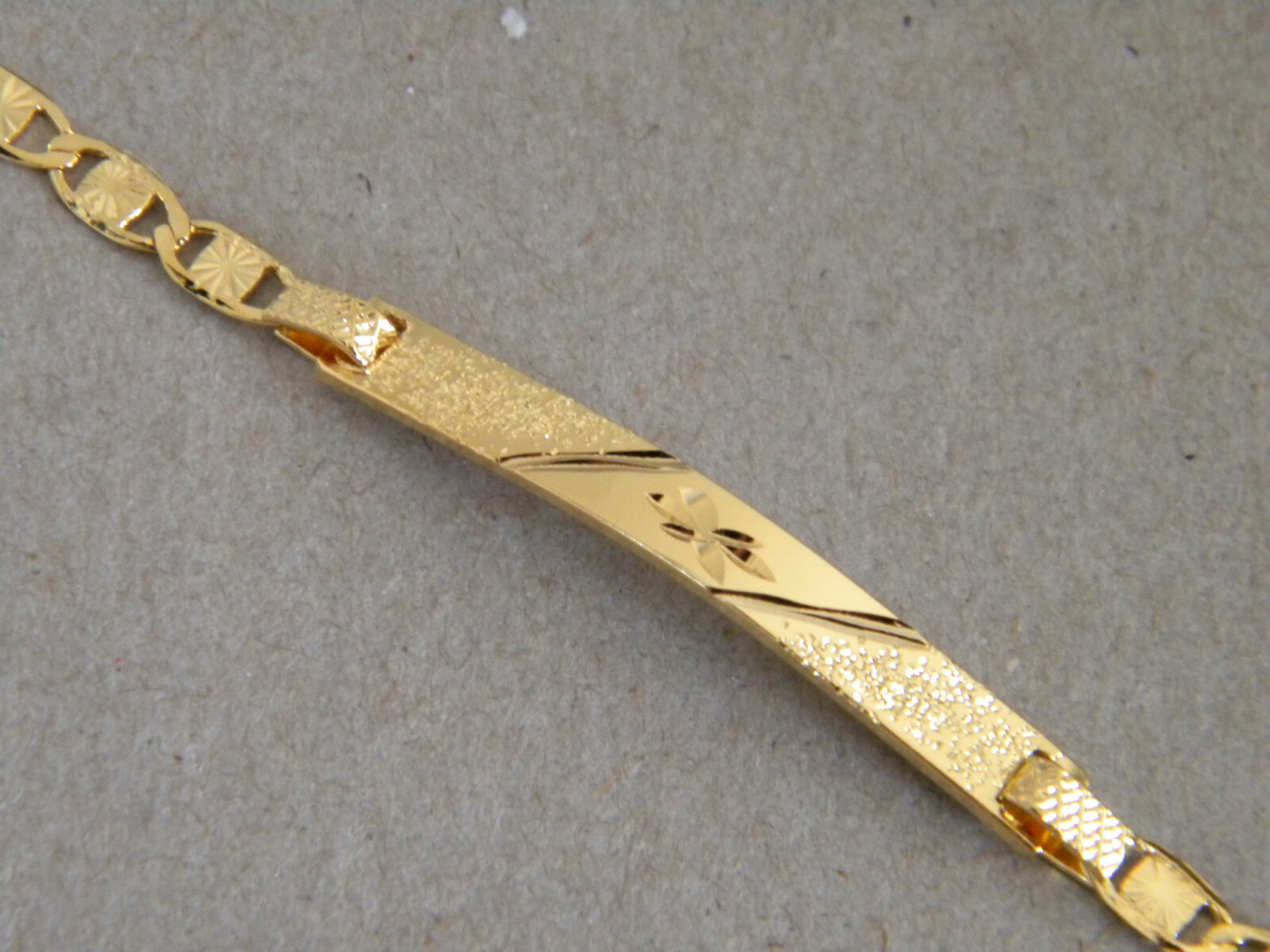 Girl’s Lady Yellow Gold Plated ID Bracelet Valentino Chain 7.5in Long 4mm Wide