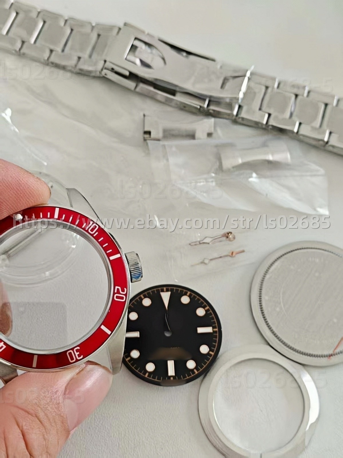 DIY SET for 2824 41MM Watch case + dial + hands + Strap Sapphire