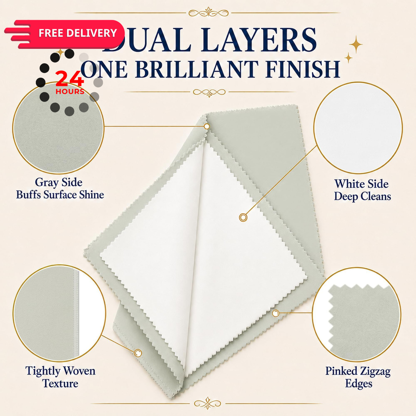 Bonison 3 Pack Large Silver Polishing Cloth 10″ X 12″, Set of 3 Cloths (Grey)