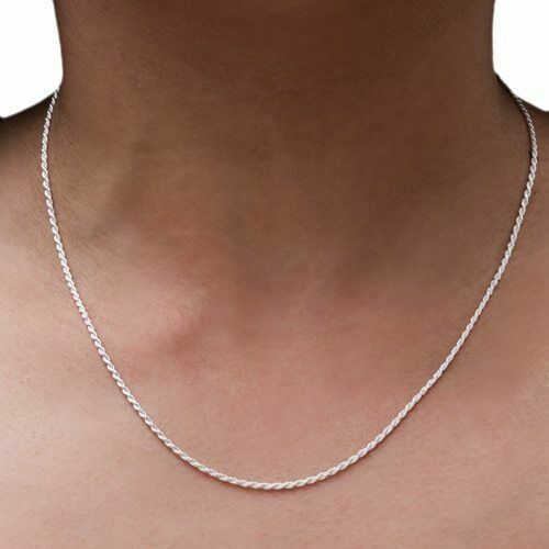 1MM Solid 925 Sterling Silver Italian DIAMOND CUT ROPE CHAIN Necklace Italy
