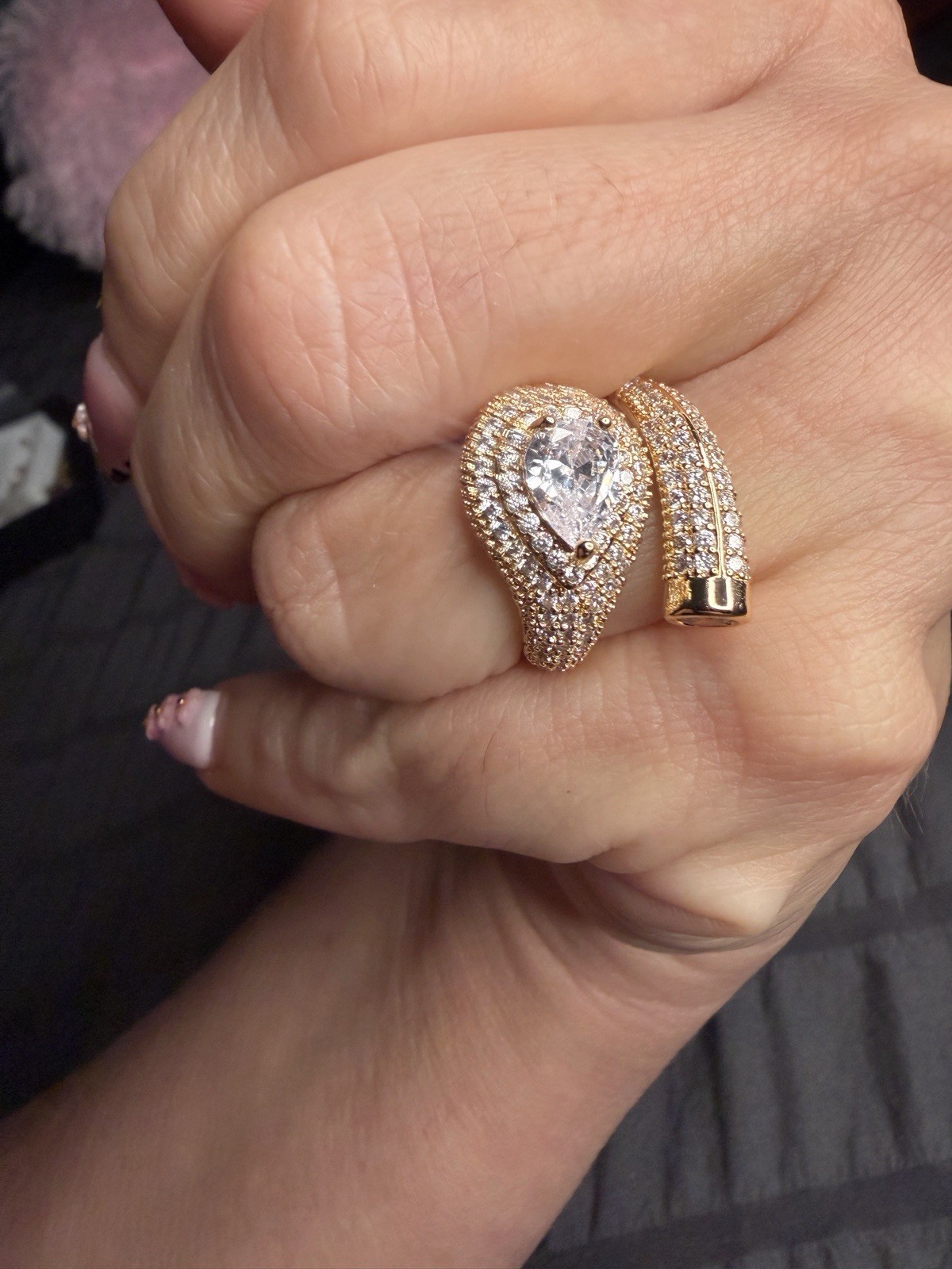 18K Gold Filled Snake Wrap Ring | AAA CZ Size 7 (adjustable)