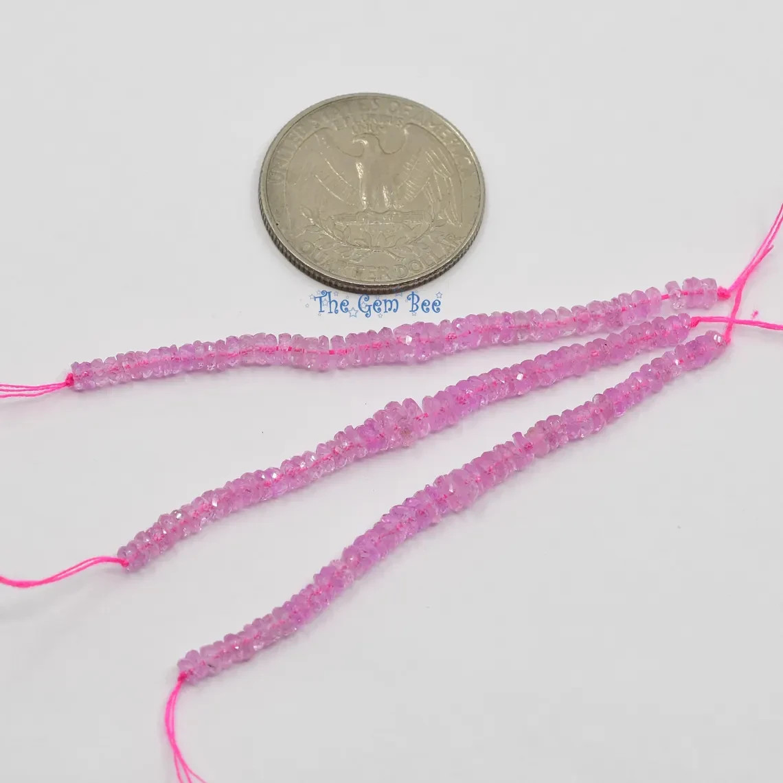 3mm-4.2mm Transparent Natural Cherry Blossom Pink Sapphire Faceted Rondelle 2.5″