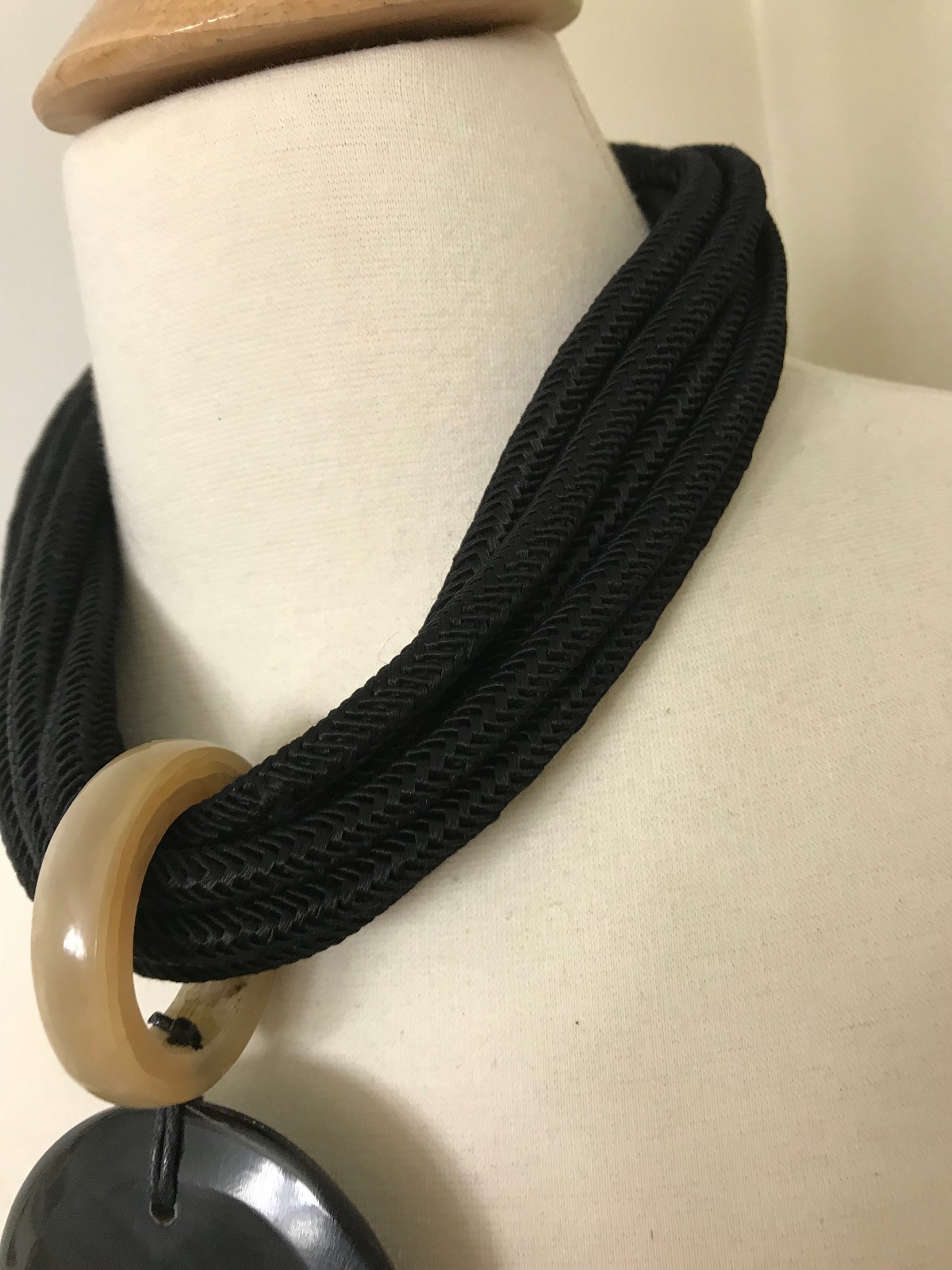 Fabulous Designer Silk Strand & Buffalo Horn Statement Designer Necklace