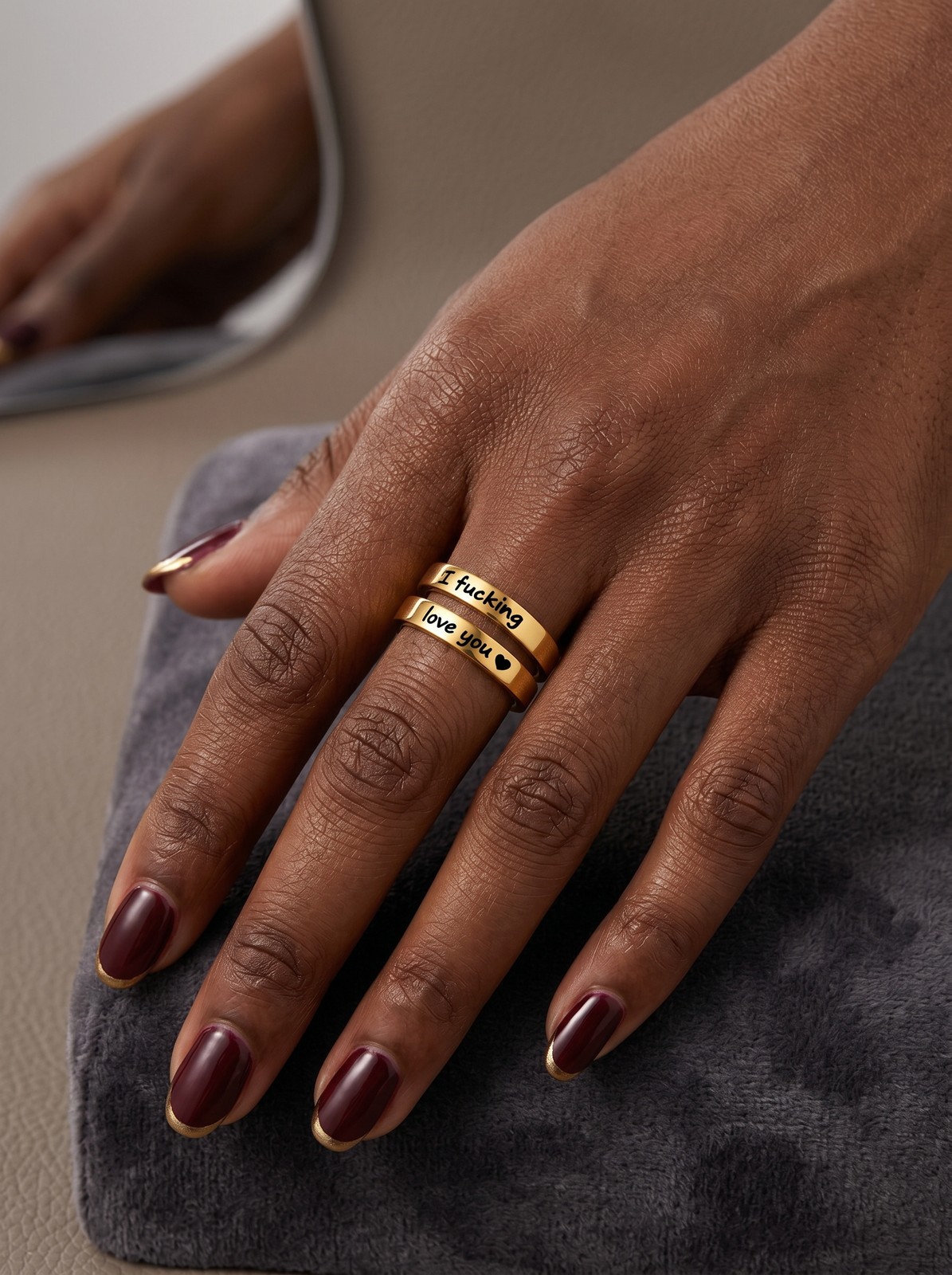I Fu*king Love You Ring, Gold Statement Love Band, Funny Couple Gift, Adjustable