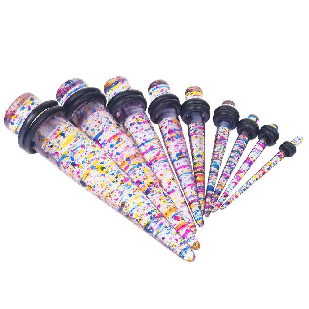 12/14/18PCS Acrylic Taper Stretching Kit Ear Gauge Plugs 14G-20MM Multicolor Set