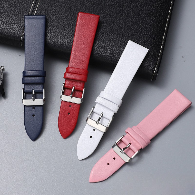 Quality Thin Soft Genuine Leather Watch Band Strap multicolour 12-24mm Universal
