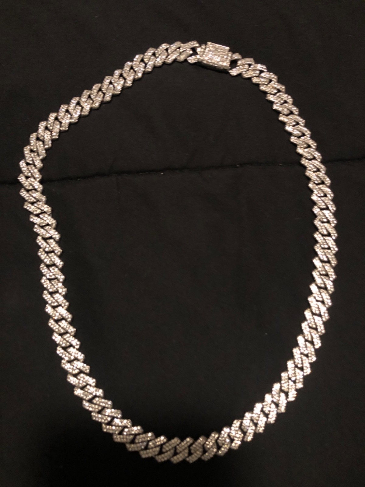 lab diamond necklace 24” new Cuban link silver