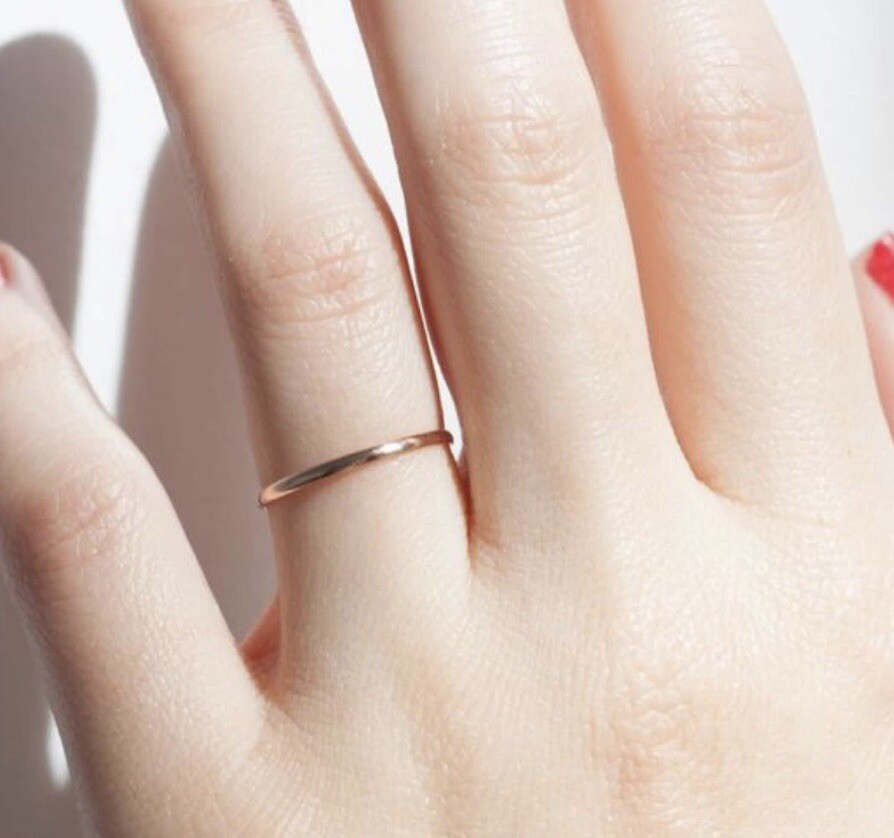 1mm Thin 10k Solid Gold Band, Gold Stacking Rings, Gold Wedding Band, Midi Ring