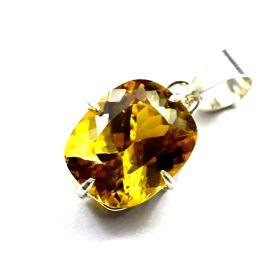 40 Ct Natural Yellow Sapphire Cushion Cut 925 Solid Silver Pendant Gemstone