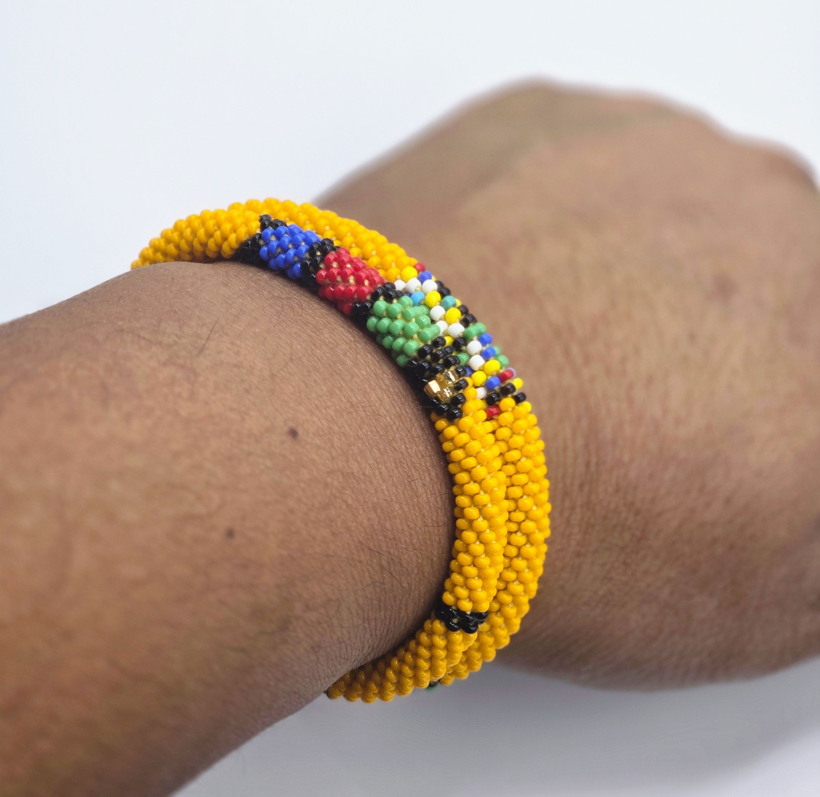 Set of 2 Handmade Glass Seed Bead Beaded Multi Color Stackable Crochet Bracelets