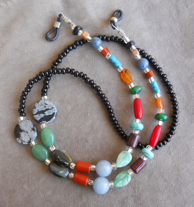 Multi Gemstone Assorted SHAPES Eyeglass Chain Leash