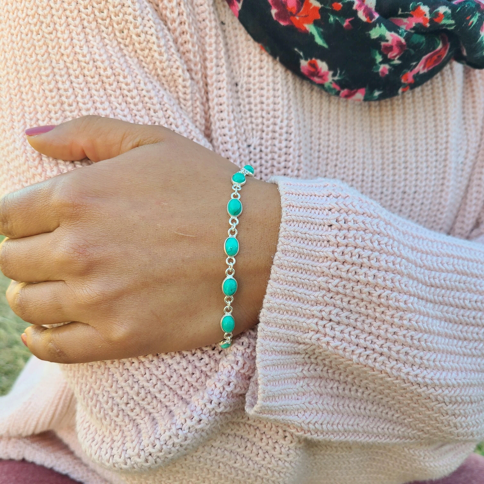 Genuine Turquoise Bracelet 925 Sterling Silver Bracelet Gemstone Bracelet USA