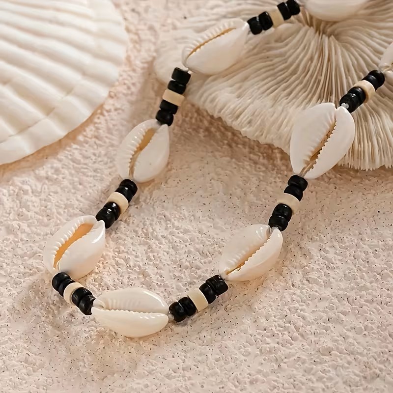 Boho Shell Choker Necklace Mens Surfer Beach Necklace Coastal Hawaiian Jewelry