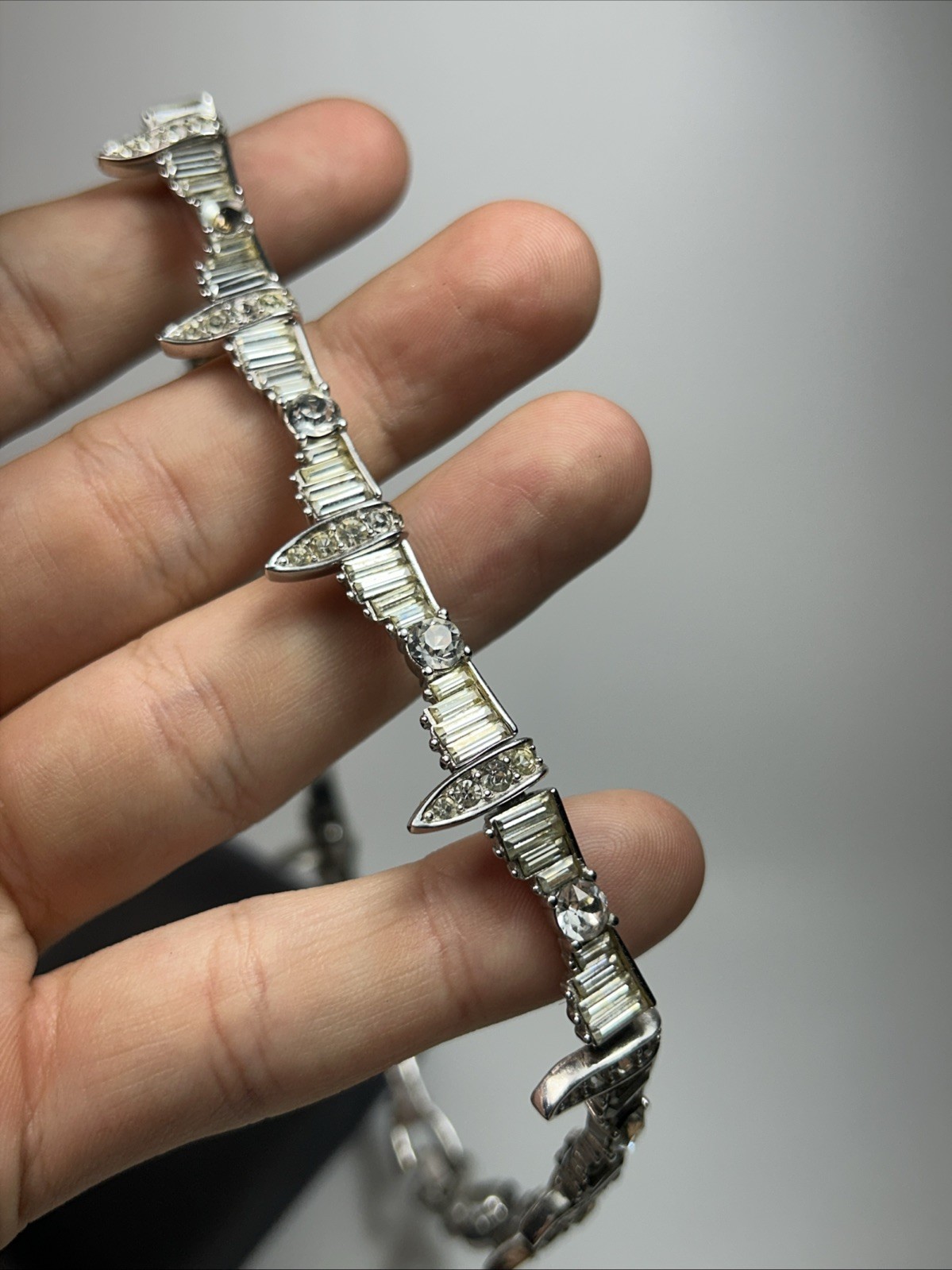 Vintage Marcel Boucher All Around Rhinestone Silver Collar Necklace 7890N