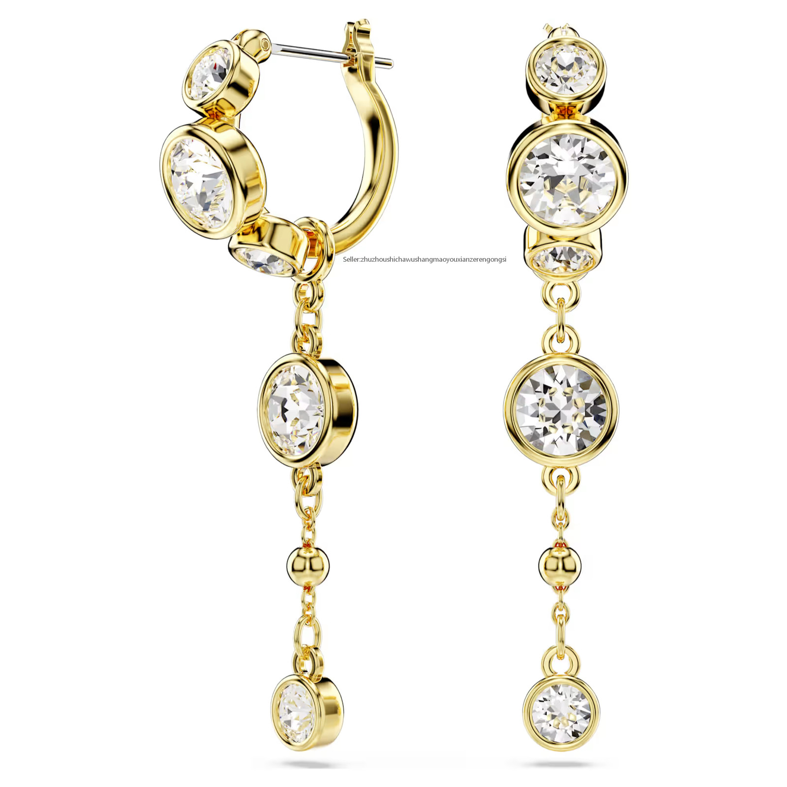 Imber White Mixed Metal Finish Drop Earrings Round Cut New