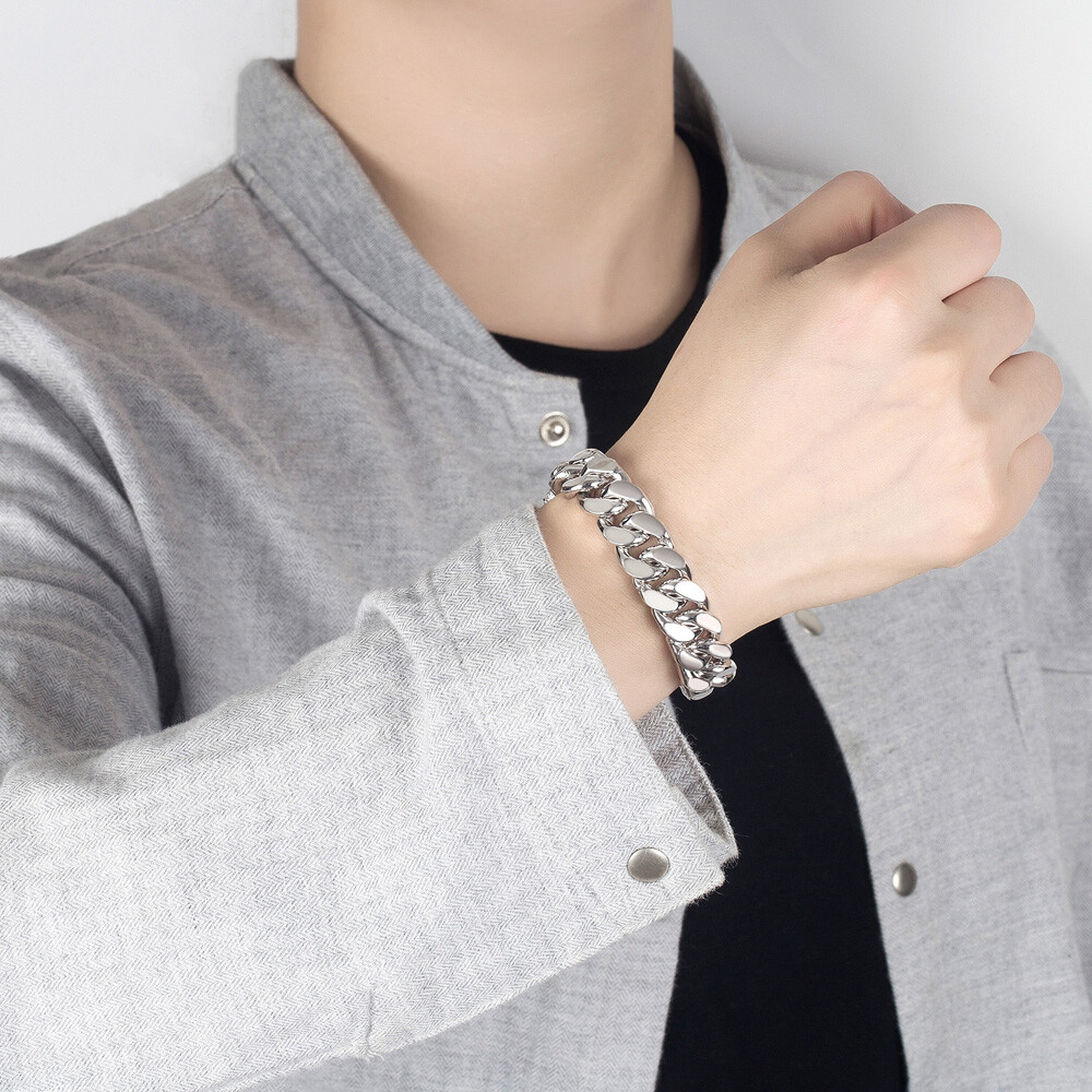 925 Sterling Silver Men’s 13.5mm Thick Big Miami Cuban Curb Chain Link Bracelet
