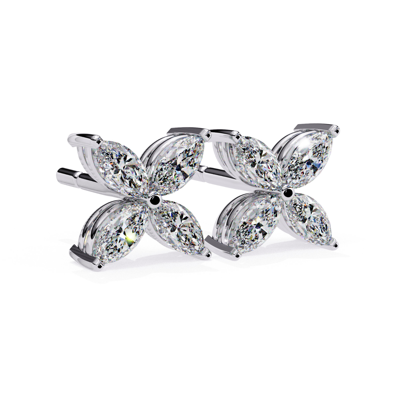 Lab Grown Diamond 1-TCW Marquise Flower Earring 14K White Gold Stud Fine Jewelry