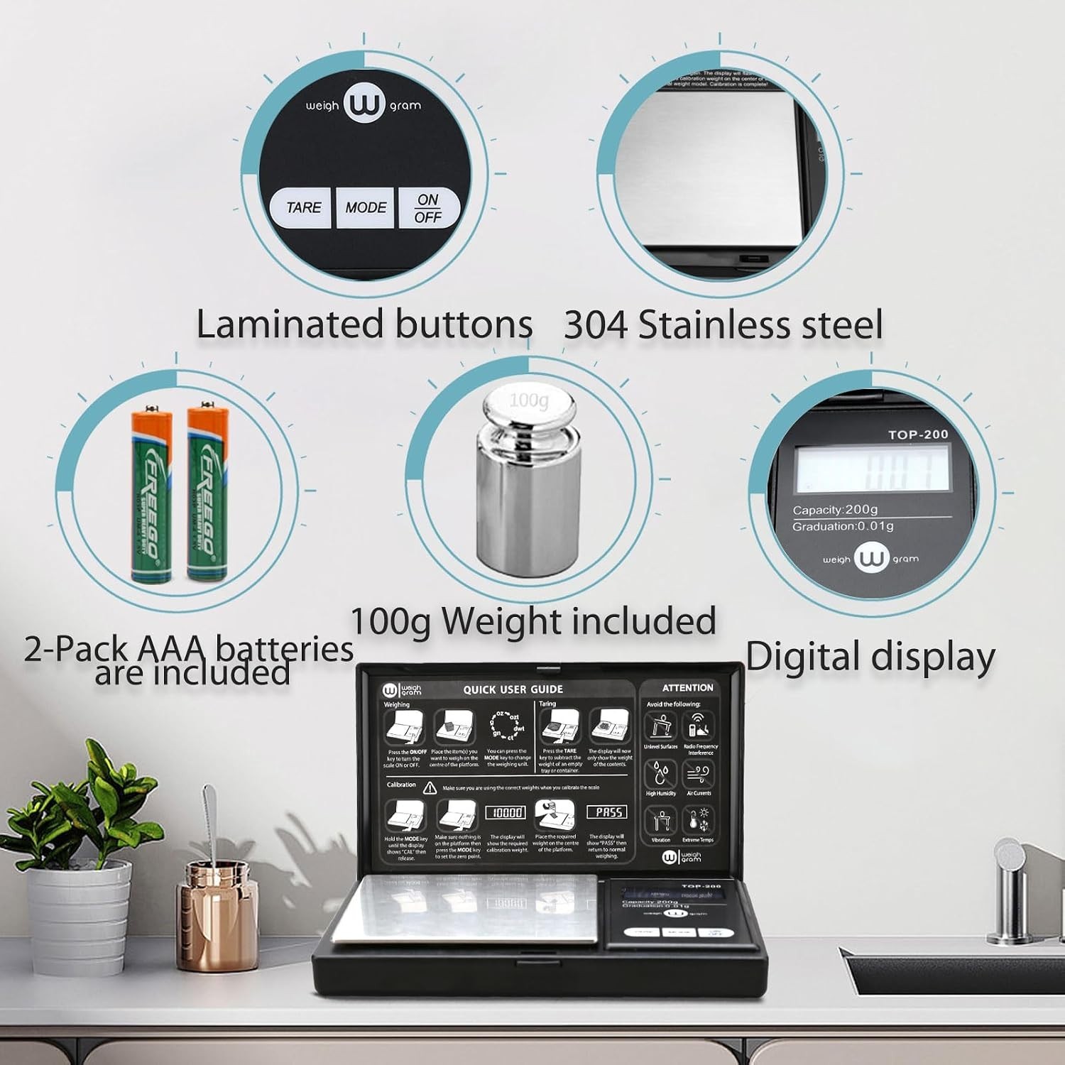 Auto Shut Off Mini Digital Scale 200g – Precision Weighing for Small Items