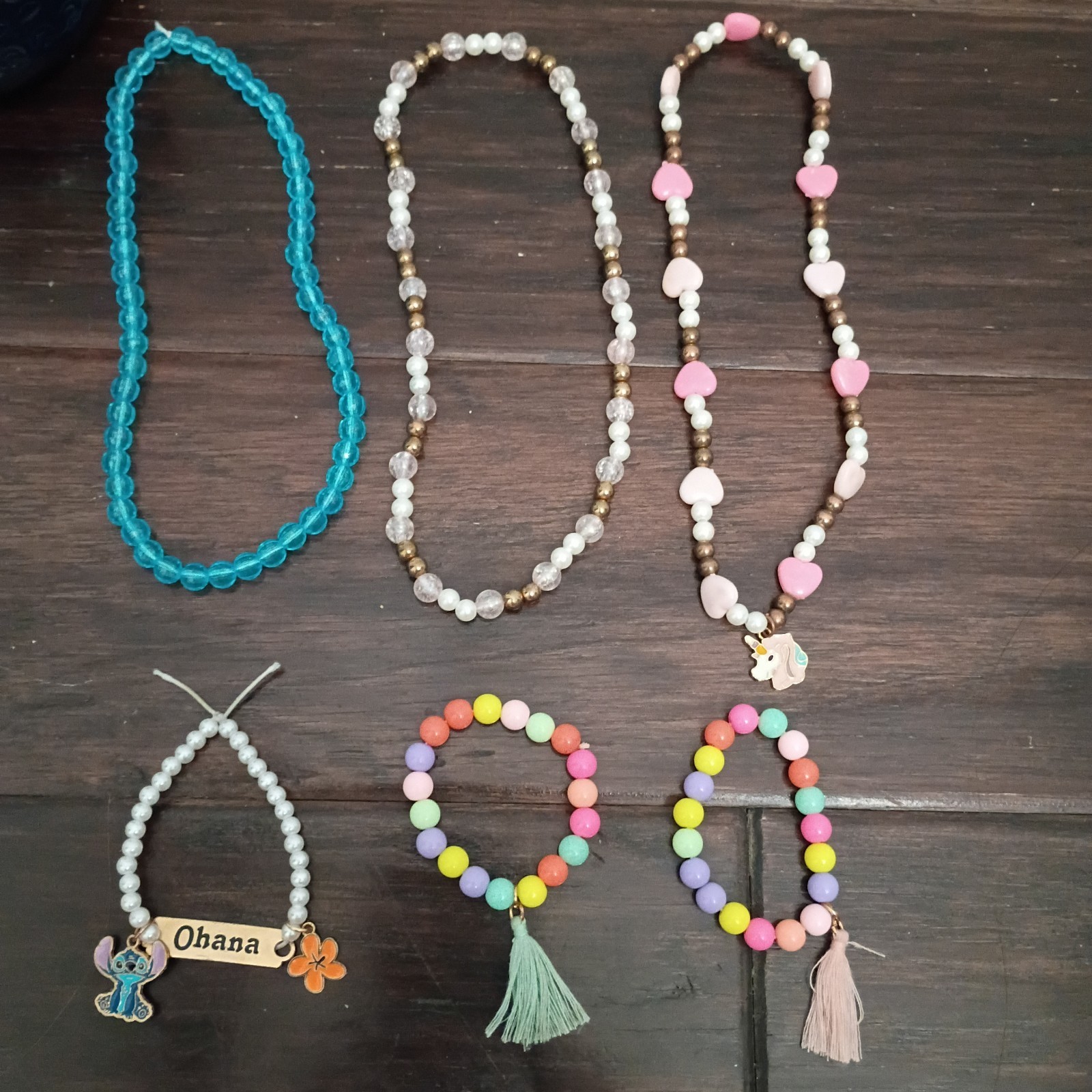 Kids 8pc Mixed Lot Beaded Jewelry Necklaces & Bracelets Multicolor Custom