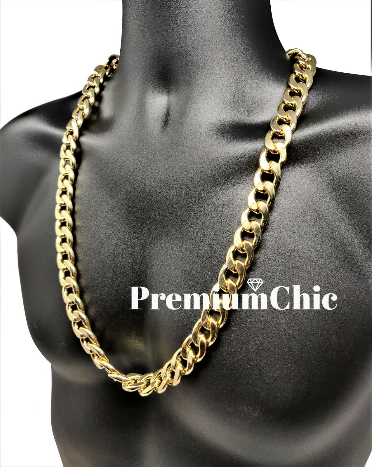 14MM Cuban Link Chain Necklace Thick and Heavy Men’s Plated Hip Hop Jewelry
