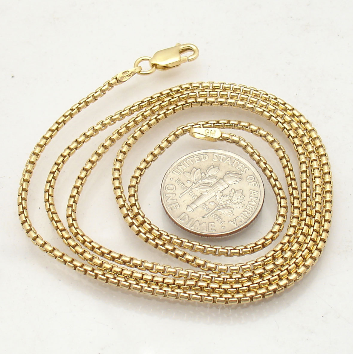 24″ 2″ Italian Round Box Chain Necklace 14K Yellow Gold Clad Silver 925