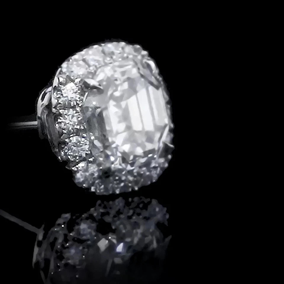 4 CT IGI Asscher F-VS1 Lab Grown Diamond Women Stud Earrings 14K White Gold