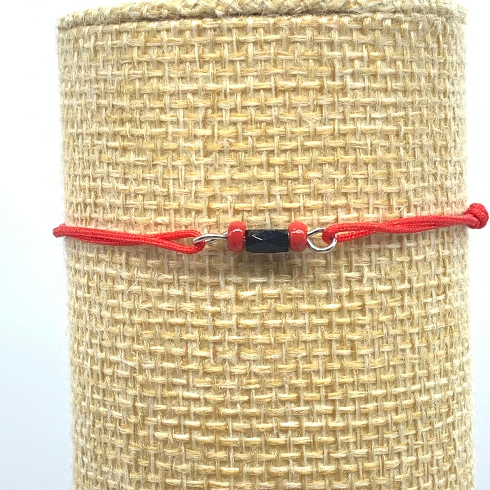Red String Bead Stone Onyx Black Cool Bracelet Cord Adjustable 6in-10in pack x6