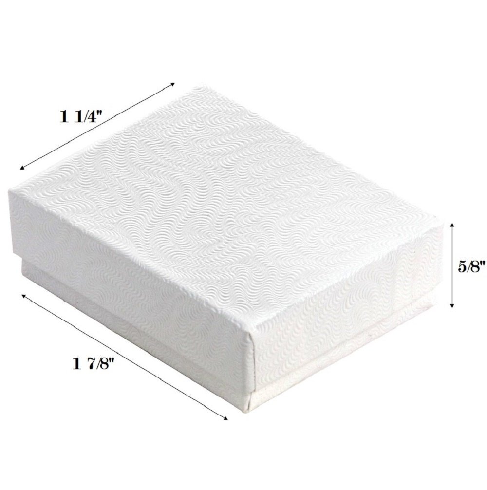 White Swirl Eggshell Finish Cotton Filled Jewelry Boxes
