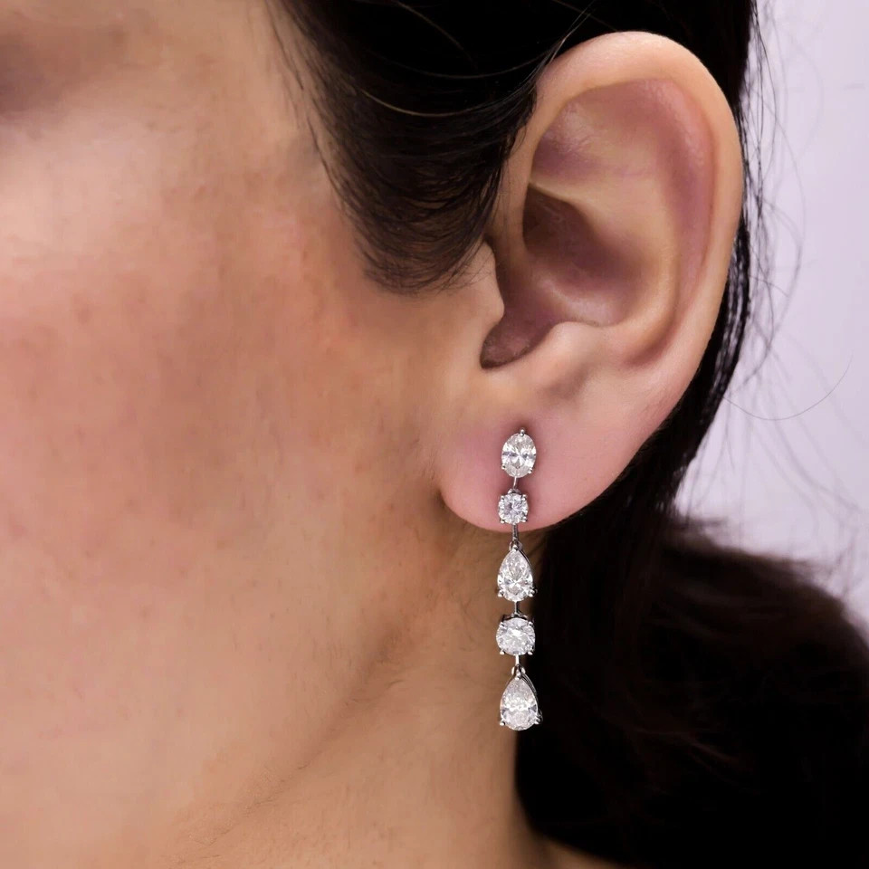 MOISSANITE .40 POINTER EARRING ,STERLING SILVER FOR REGULAR USE,PARTY USE