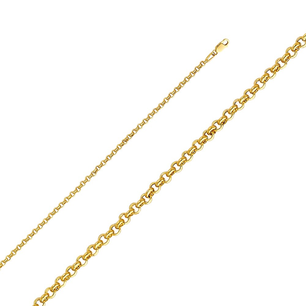 Solid Gold Real 14k Yellow 3mm Thick SemiHollow Rolo Chain 16 18 20 22 24 Inches