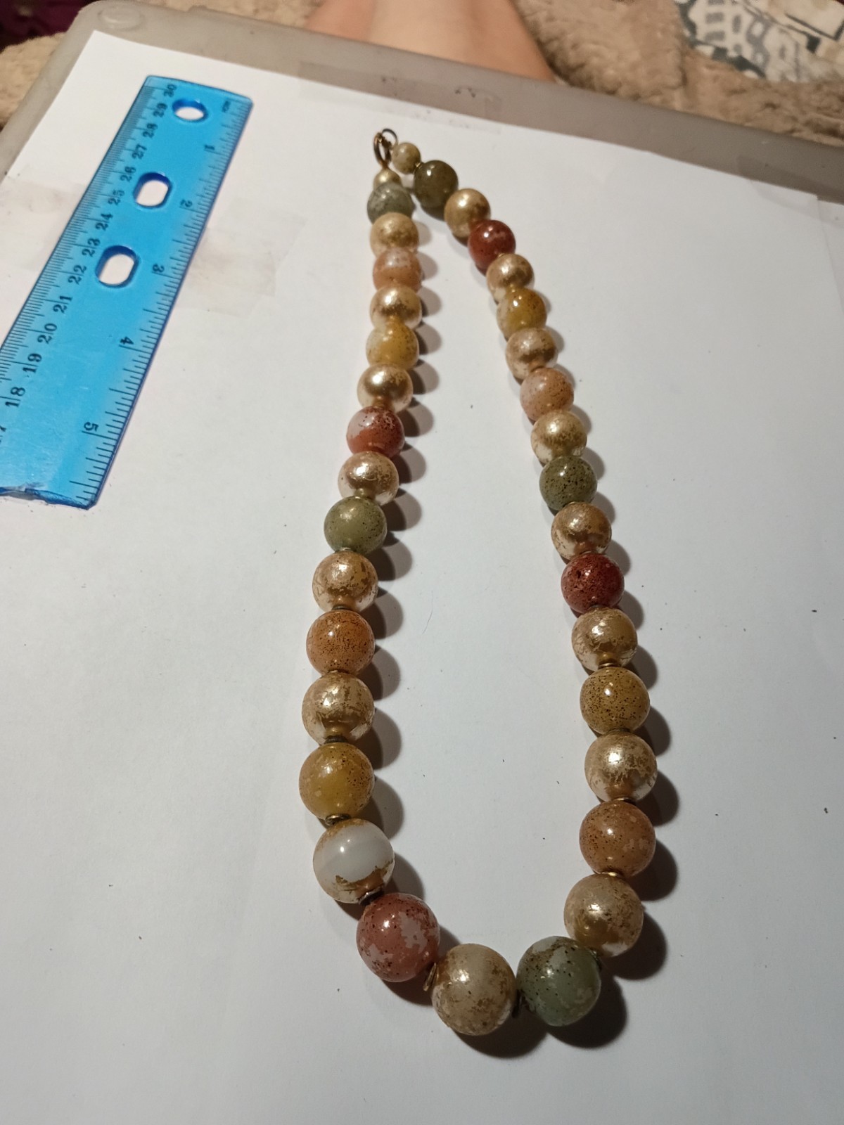 Multicolor Stone Round Beaded Necklace Ball/Bead Chain Clasp Closure