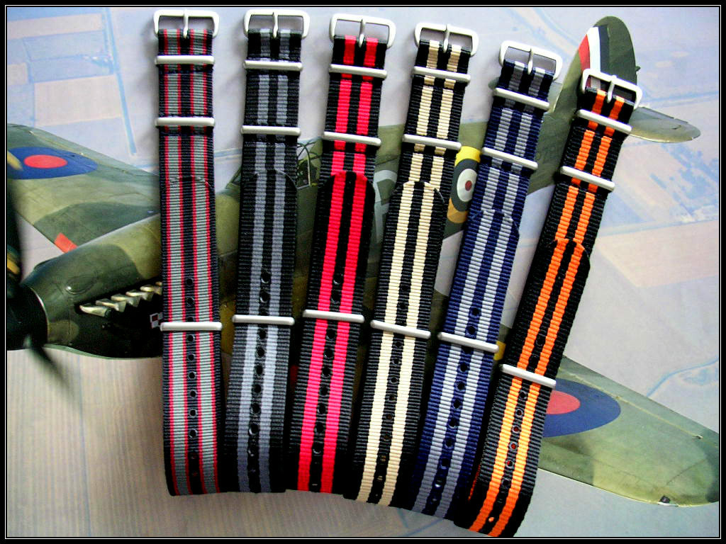 16mm Black Red NATO G10 Ballistic watchband strap RAF bond IW SUISSE 18 20 22 24