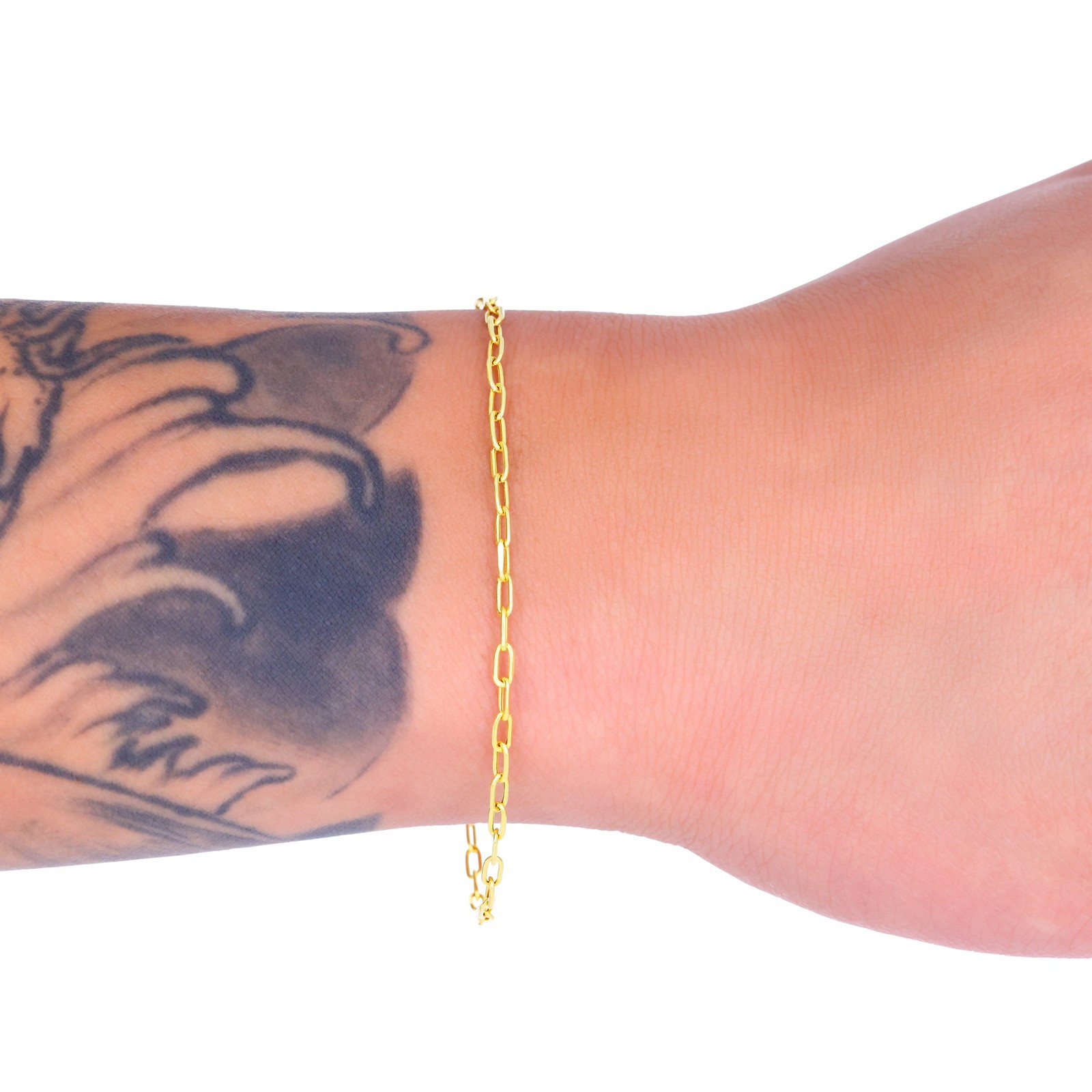 10k Yellow Gold 2mm Paperclip Chain Cable Rolo Link Bracelet Womens 7″ 7.5″ 8″