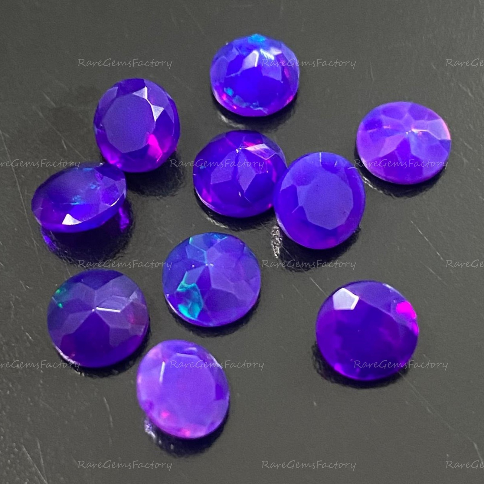 Natural Purple Ethiopian Opal Round Faceted Cut AAA Grade Calibrated Gemstones