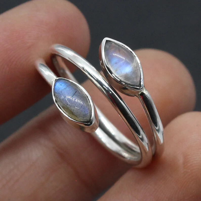 Moonstone 925 Sterling Silver Band &Statement Ring Handmade Ring All size-b-29