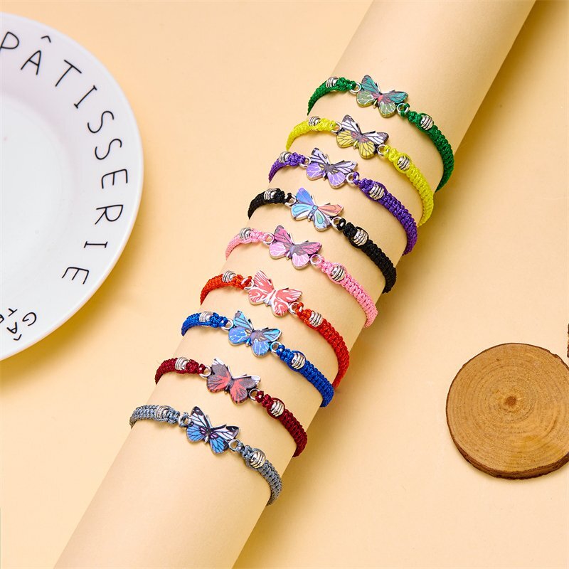Fashion Braided Butterfly Rope Bracelet Adjustable Bangle Women Men Jewelry Gift