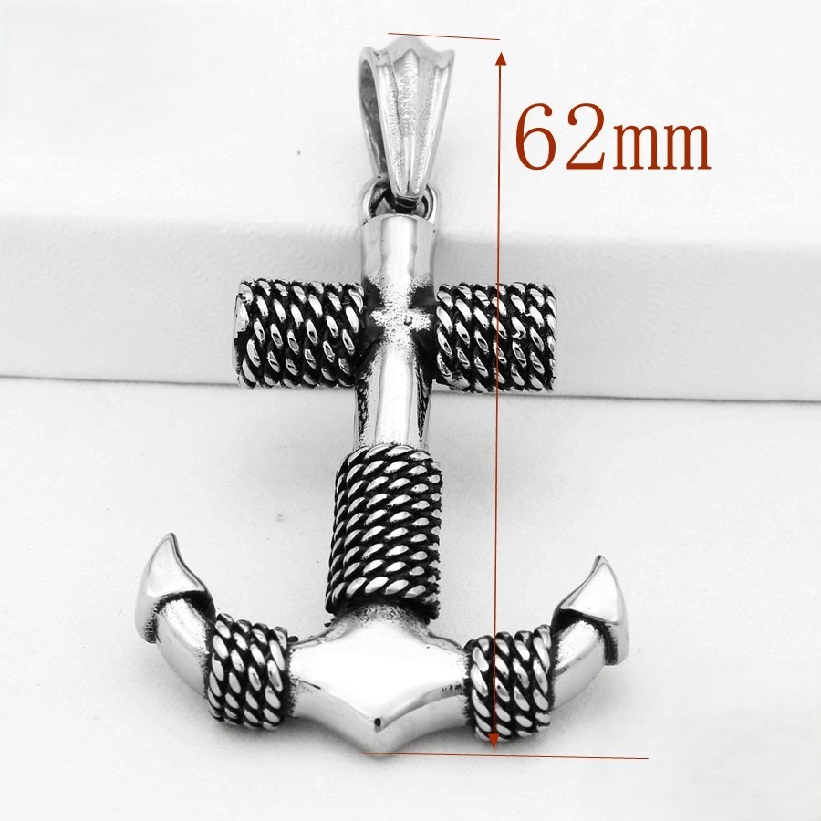 DG Men’s Stainless-Steel Nautical anchor 62mm Charm Pendant High Polish BOX