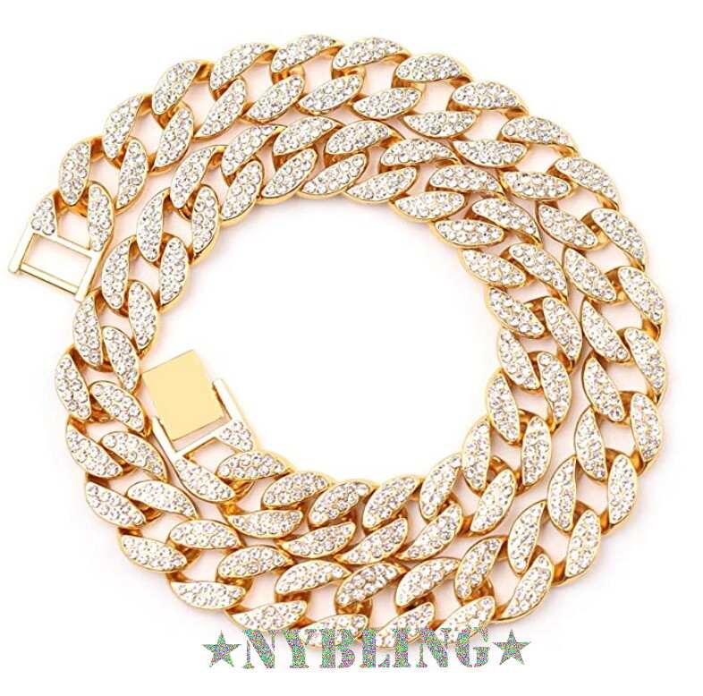 16MM ICED Miami Cuban Choker Chain Necklace or Bracelet Mens Plated CZ Jewelry