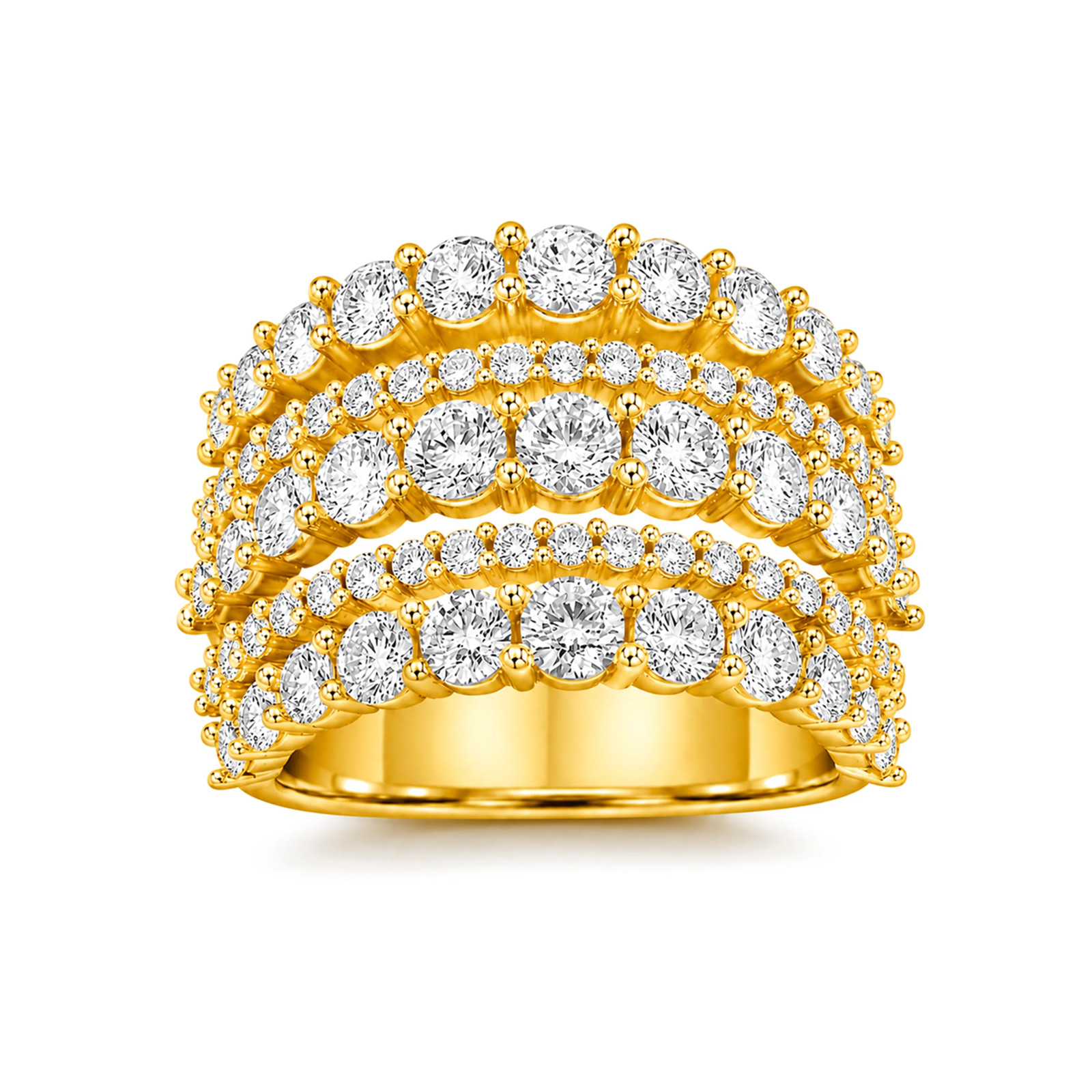 Diamonair 3.00 CT Round Cut F/VS+ Lab Grown Diamond Silver Statement Ring