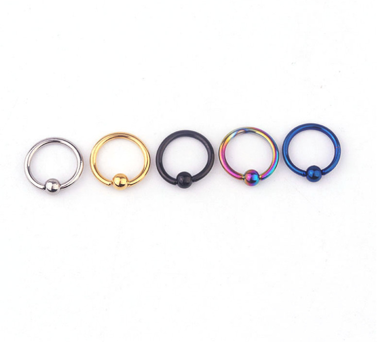 2pc Stainless Steel Ball Captive Bead Ring Nose Ring Earrings Labret Septum