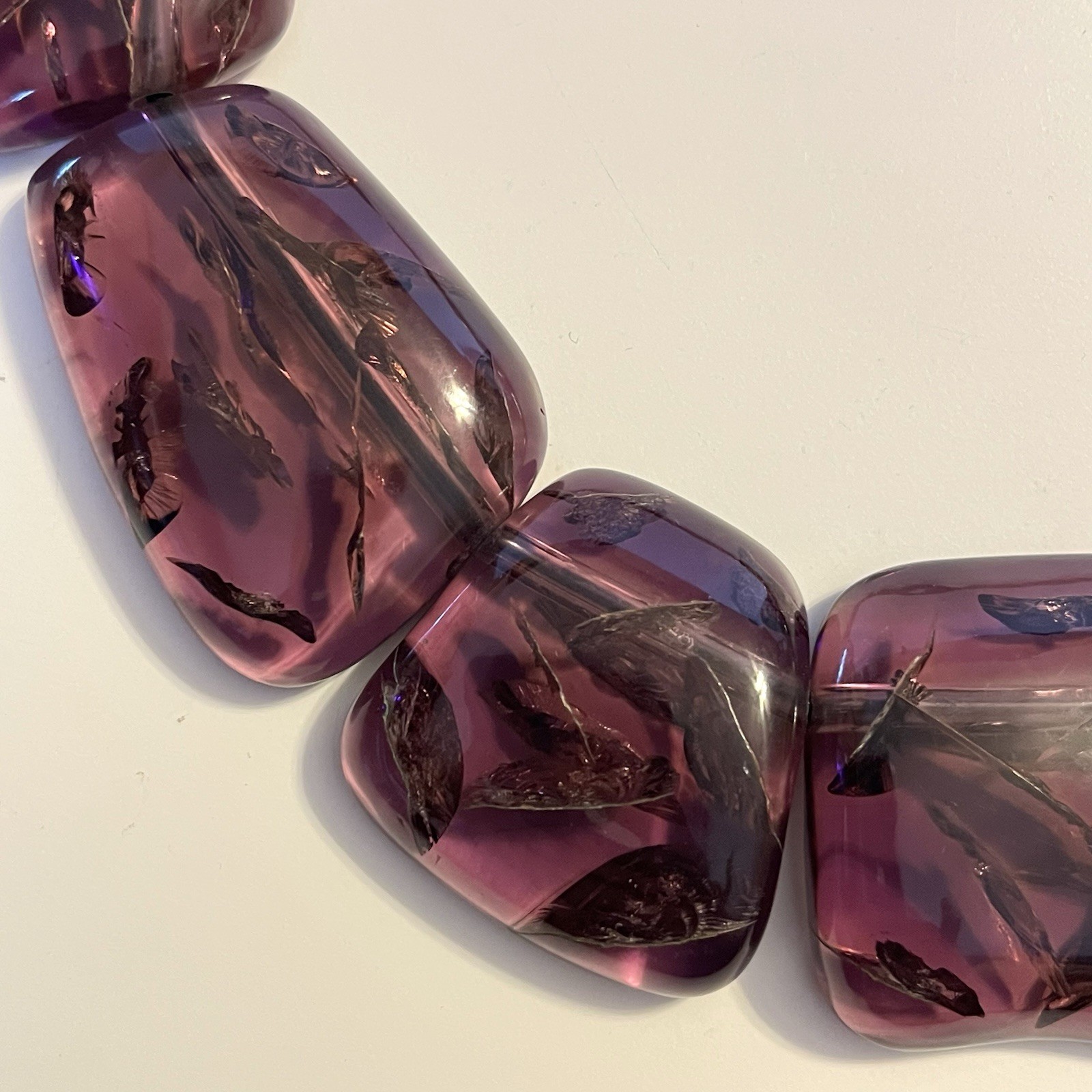 Gerda Lynggaard MONIES Massive Amethyst Crackled Acrylic Resin Collar Necklace