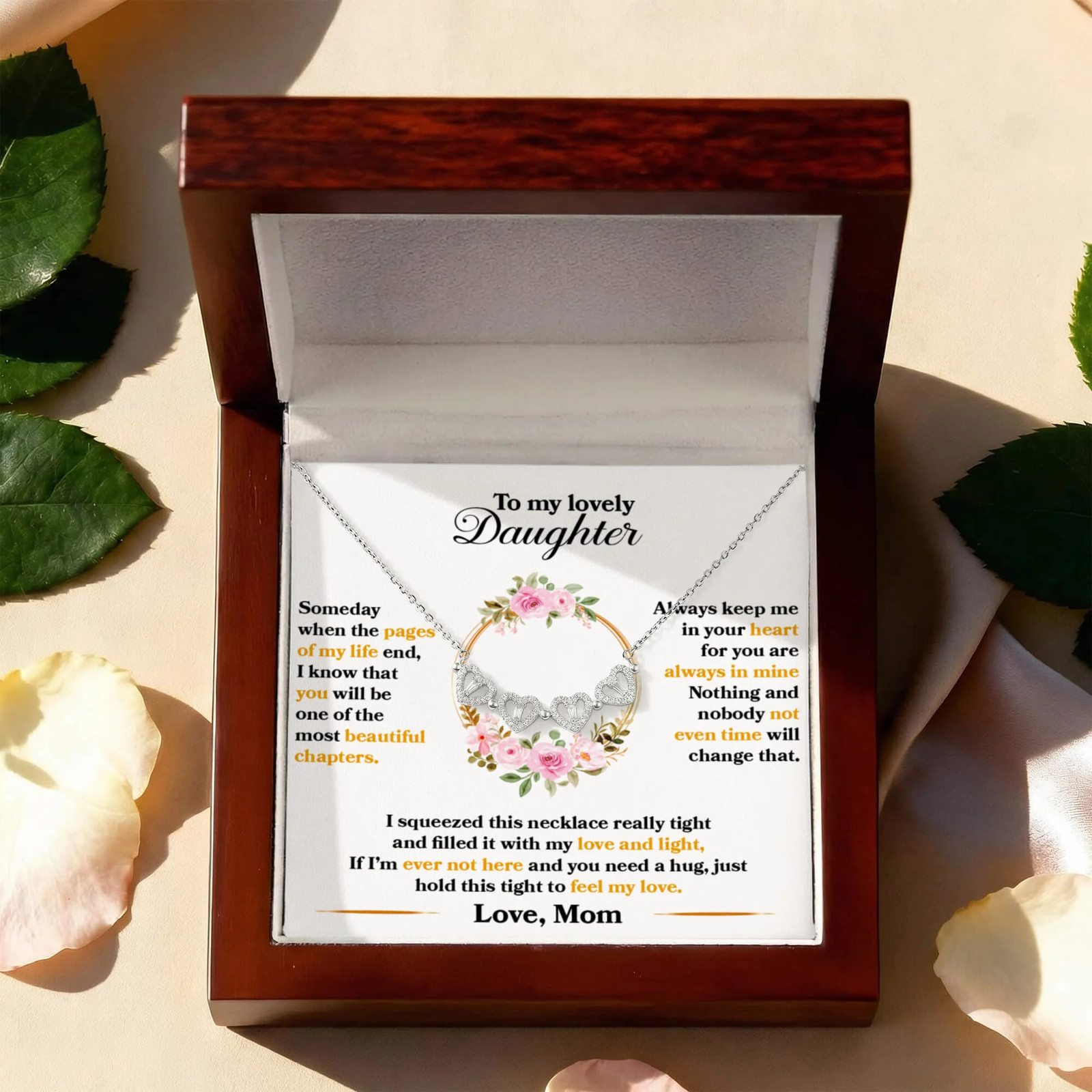 Daughter Heart Clover Convertible Necklace From Mom