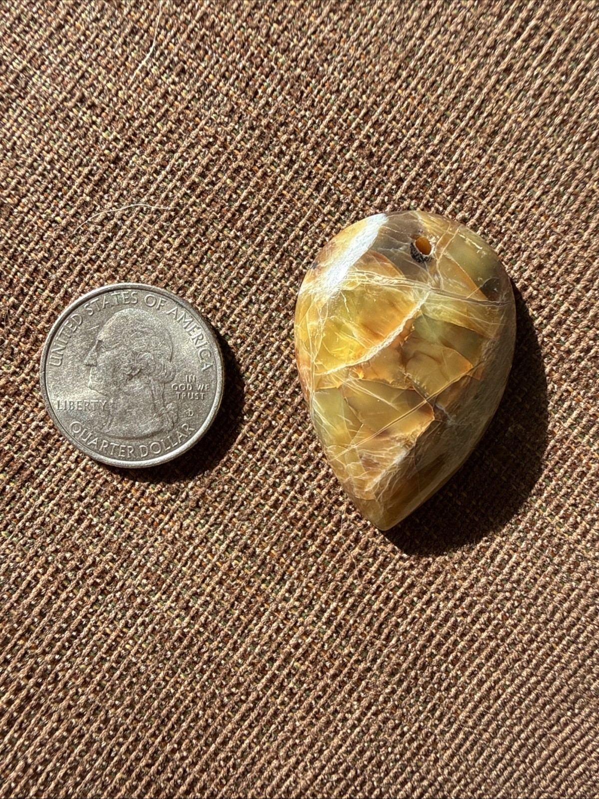 Natural Chrysoberyl Chatoyant Variation Crystal Pendant Tan Teardrop Shape