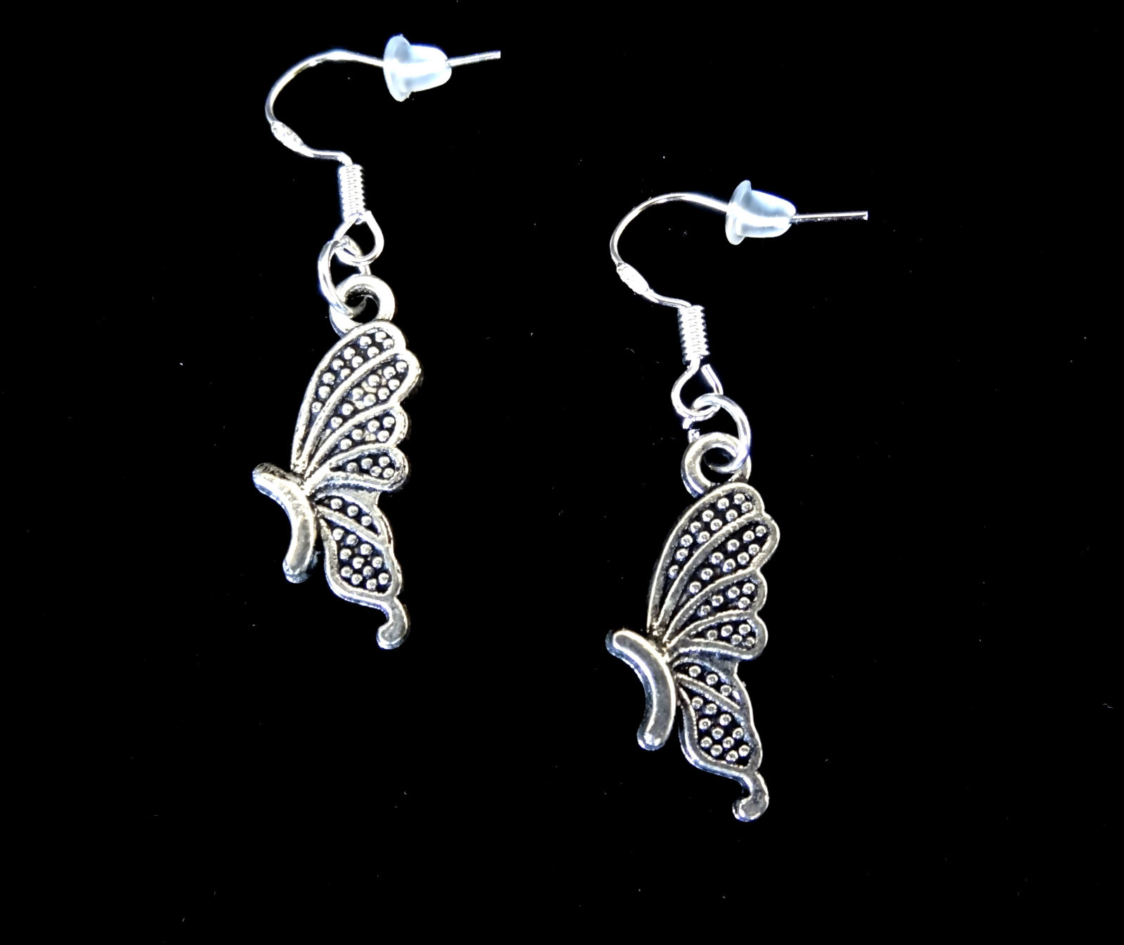 BUTTERFLY WING DANGLE SILVER EARRINGS~STERLING HOOK~BIRTHDAY GIFT FOR HER MOM