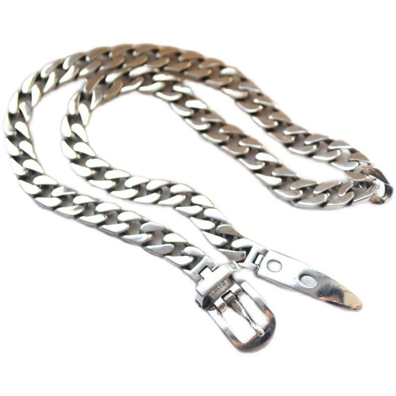 925 Sterling Silver Thick Chain Necklace 2025 Vintage Unique Belt Buckle Gift