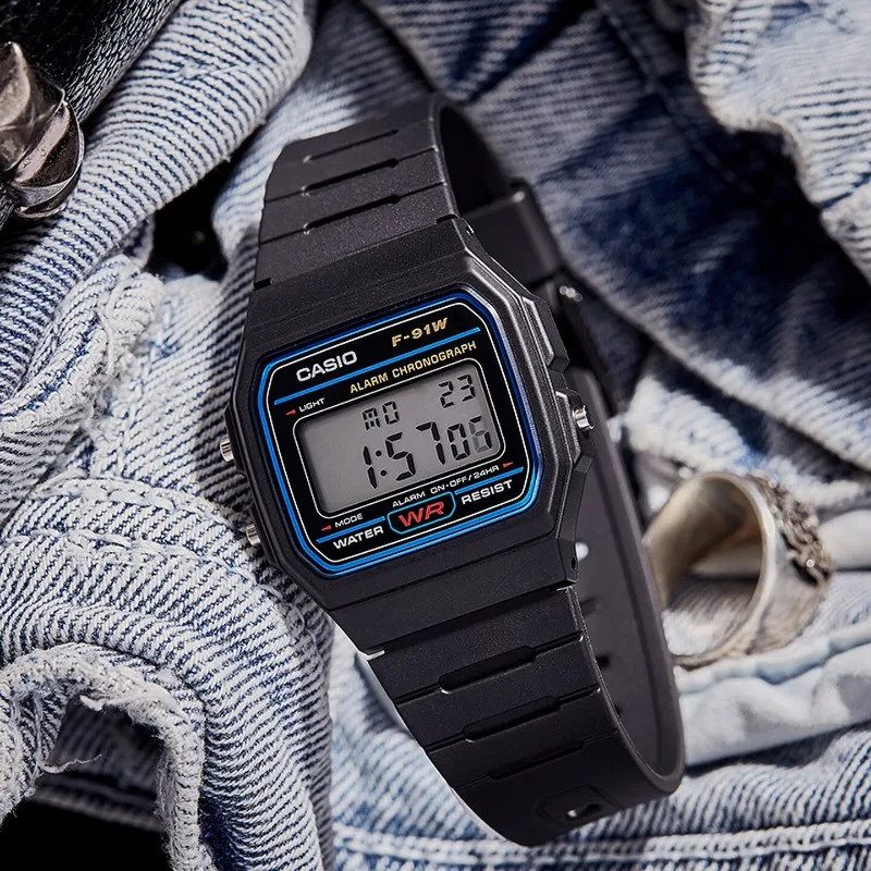 Casio F‑91W Series Retro Digital Watch LED Light Alarm Waterproof Quartz