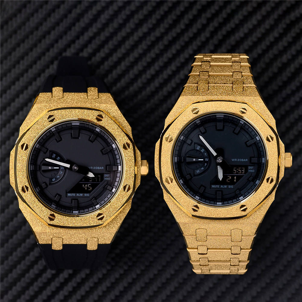 Frost Gold Stainless Steel Bezel AP Mod Kit Case Band Strap for G-SHOCK GA-2100