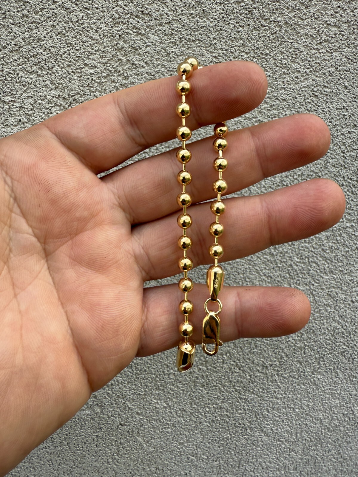 Men’s Solid 14k Gold Over 925 Silver Ball Bead Bracelet 5mm Thick Beads – 8″